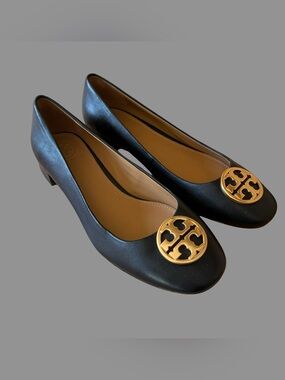 Tory Burch Chelsea Black Leather Flat Ballet Shoes US8 NWOT